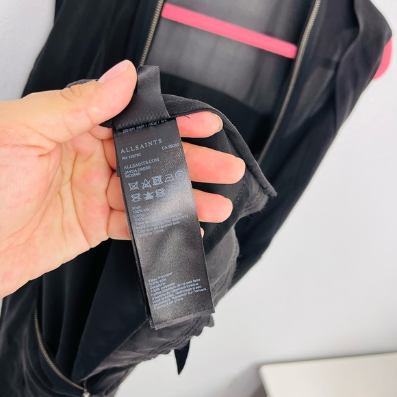 All Saints Jayda Zip Front Silk Dress Black Size XS - Picture 9 of 10